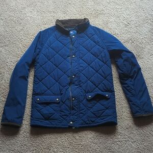 Boys Vineyard Vines size large blue zip up coat with brown corduroy trim L